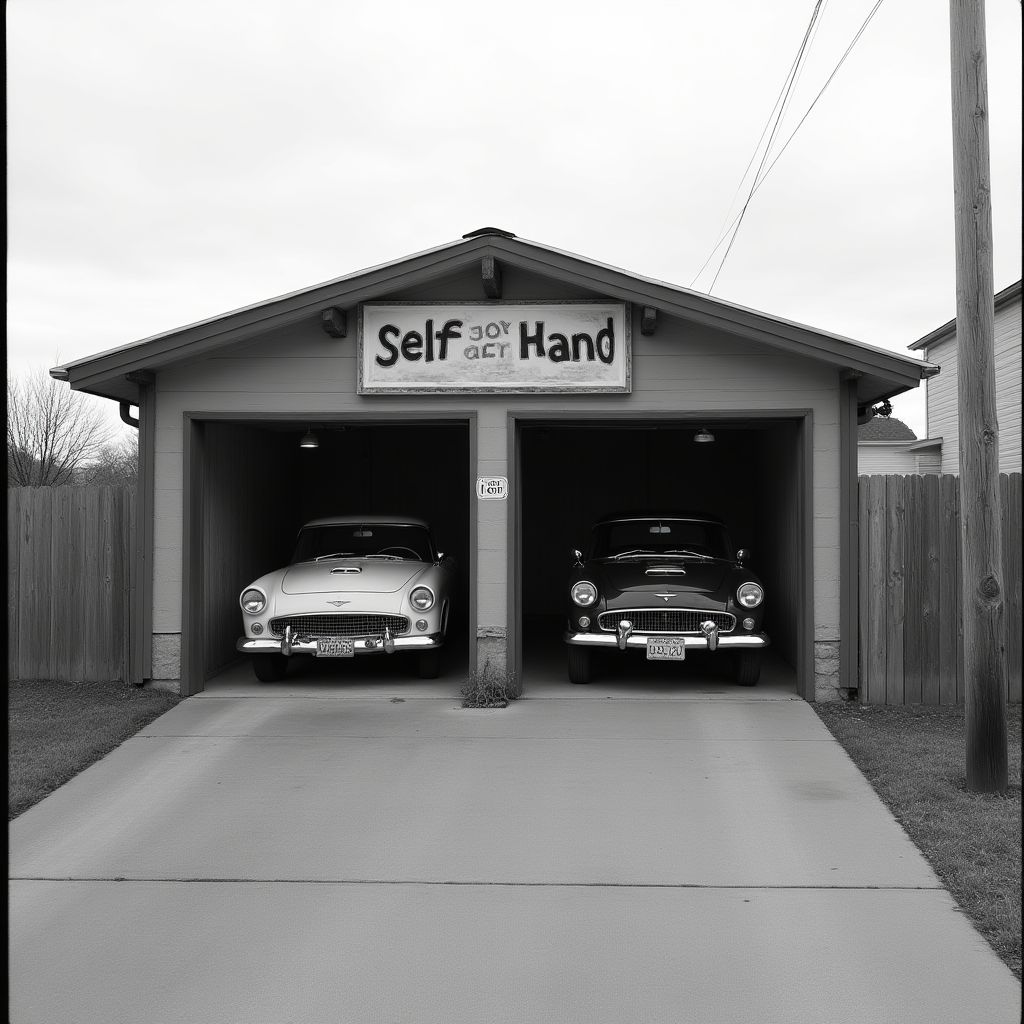 El taller original de AutoSeguro en blanco y negro